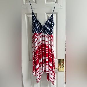 Lollipop Star Red White & Blue Dress - Elastic Waist Stretch Material Size M